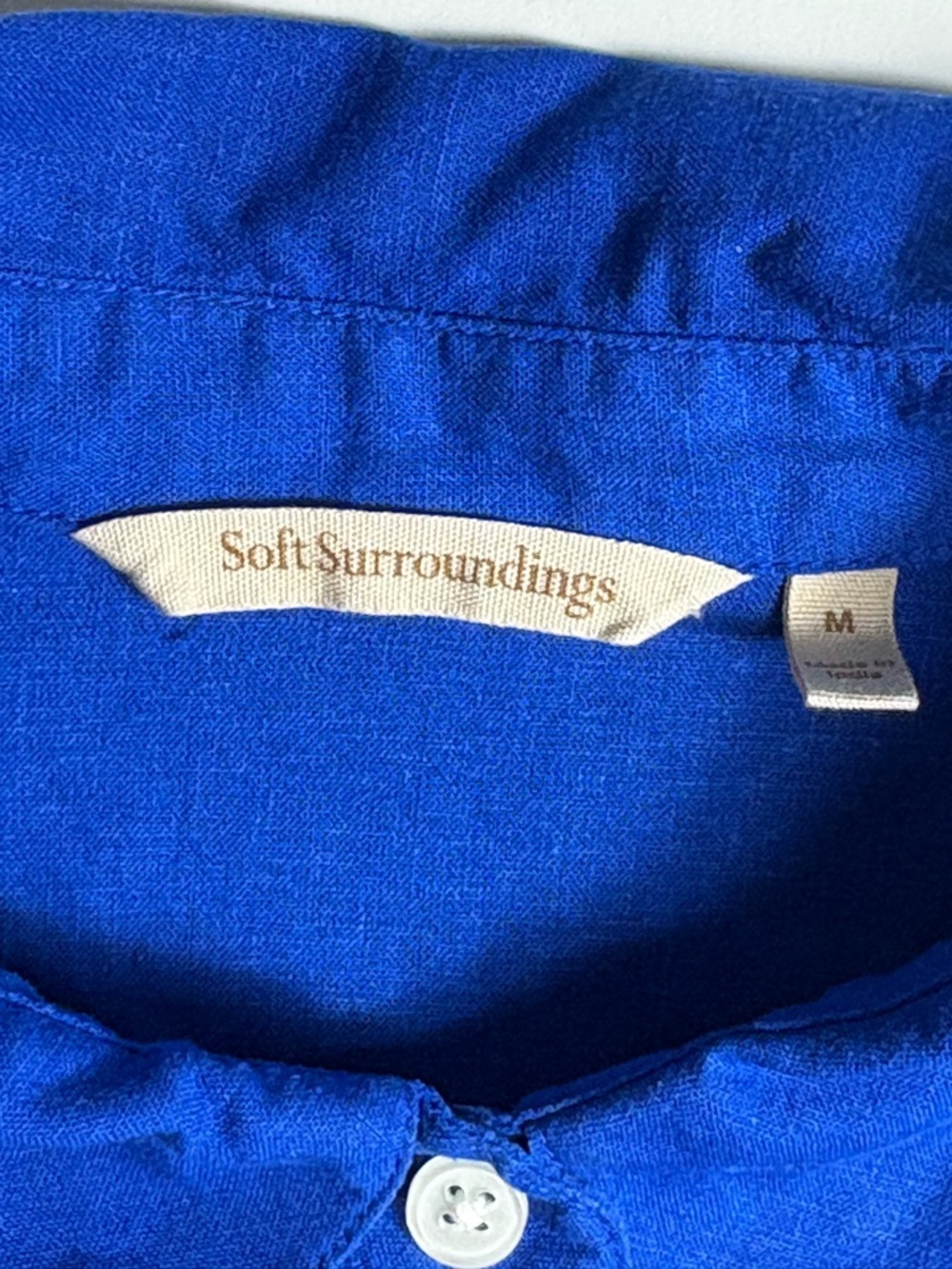 Soft Surroundings Jordan Linen Blend II Roll-Tab Sleeve Shirt Blue • Size M - Picture 5 of 6